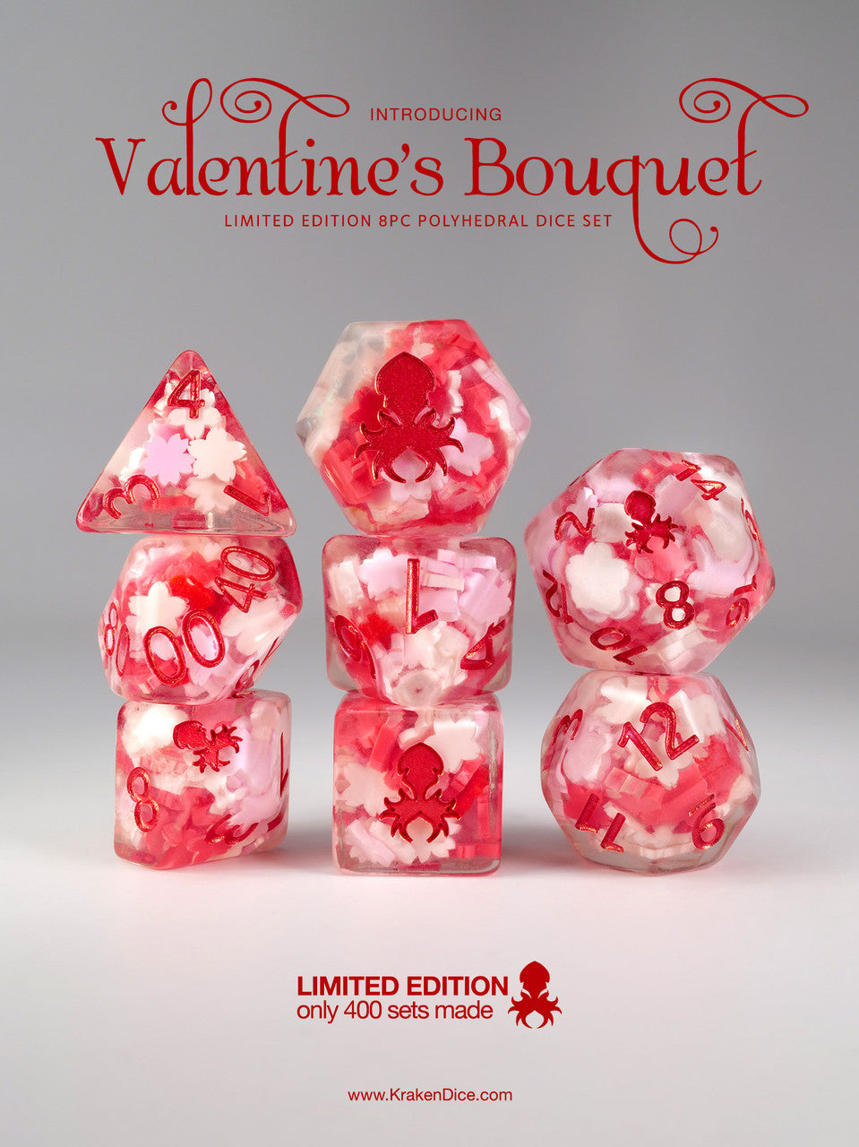 Valentine Bouquet Limited Edition 8pc Polyhedral Dice Set